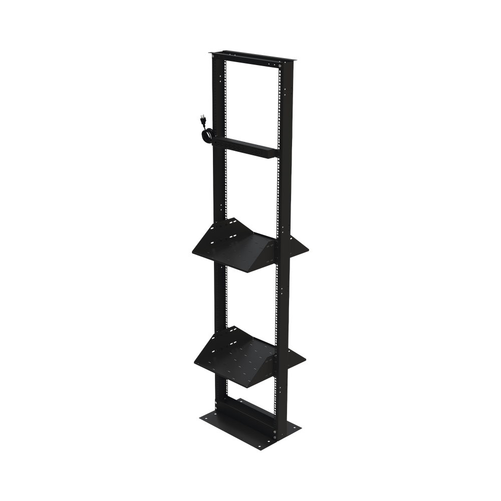 Kit de Rack Estándar 19", 45 UR con 2 Charolas  y PDU (8 tomas). Ideal para UPS y Servidores tipo Torre.