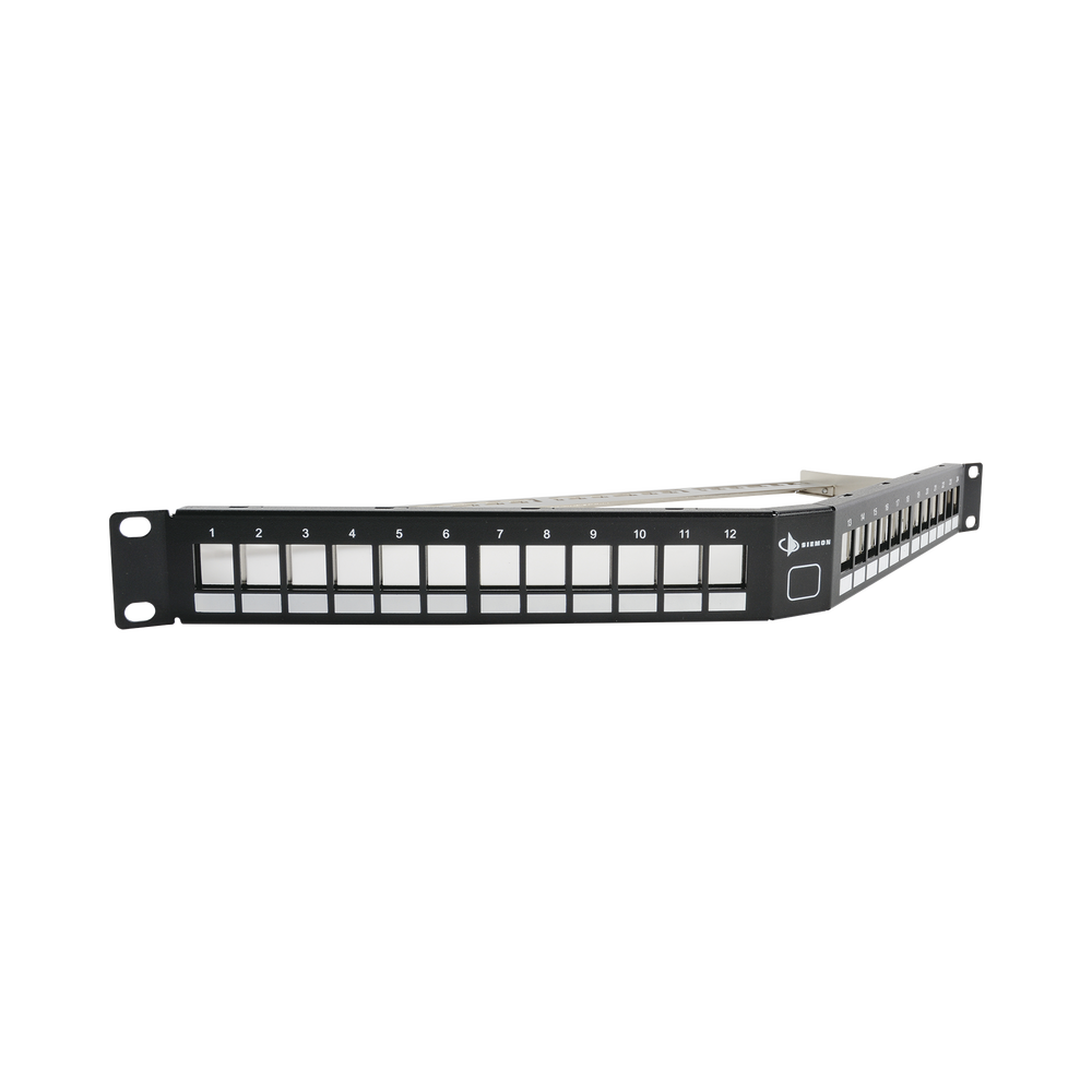 Patch Panel UTP Keystone de 24 Puertos Modular (Vac?o), Angulado, 1UR, Compatible con Jacks Keystone UTP Z-MAX? y MAX?