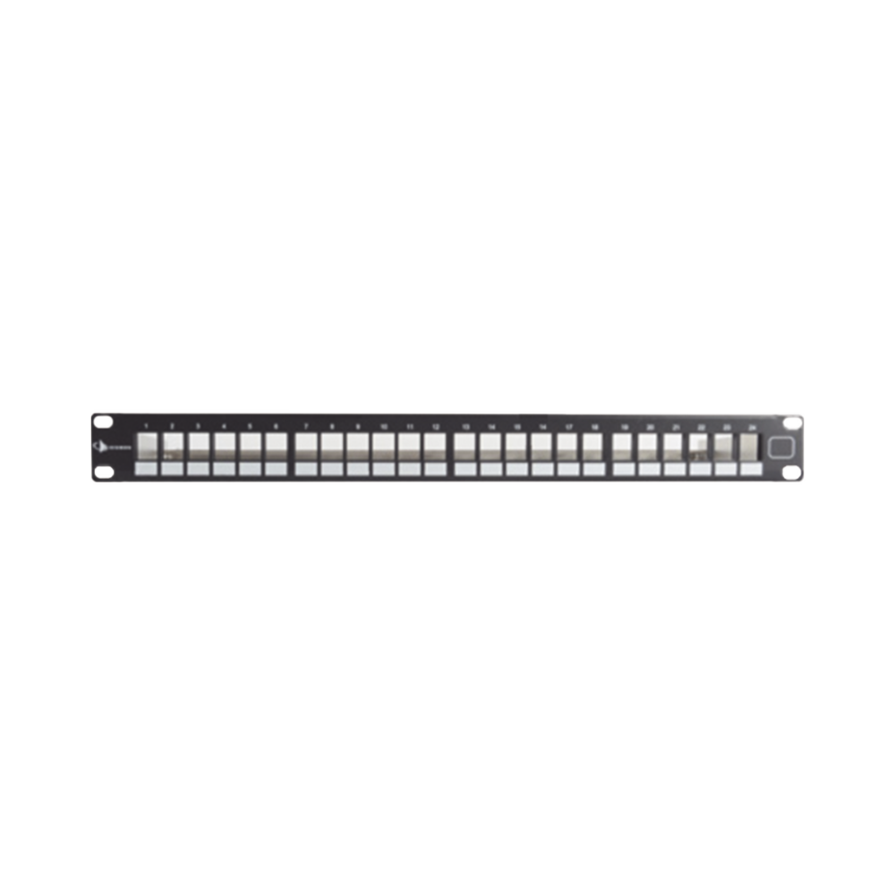 Patch Panel UTP Keystone de 24 Puertos Modular (Vac?o), Plano, 1UR, Compatible con Jacks Keystone UTP Z-MAX y MAX