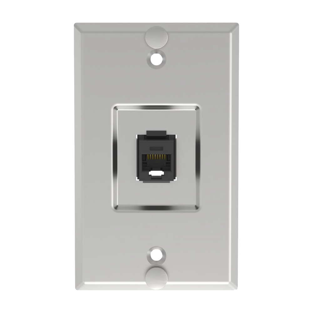 Placa de Pared Telefónica, Salida de 1 Puerto Keystone, Con Jack Cat6 Estilo 110 de Impacto, de Acero Inoxidable - Image 2