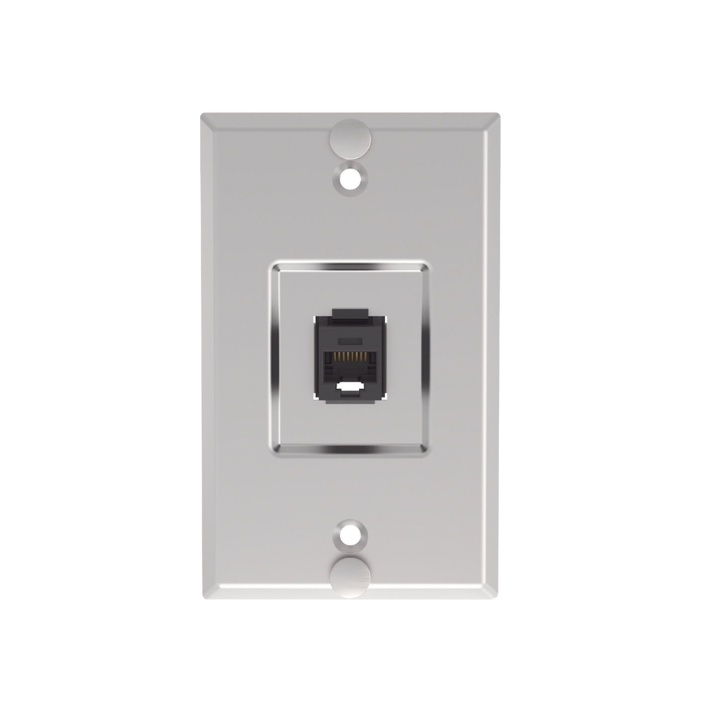 Placa de Pared Telef?nica, Salida de 1 Puerto Keystone, con Jack Cat6 Estilo 110 de Impacto, de Acero Inoxidable