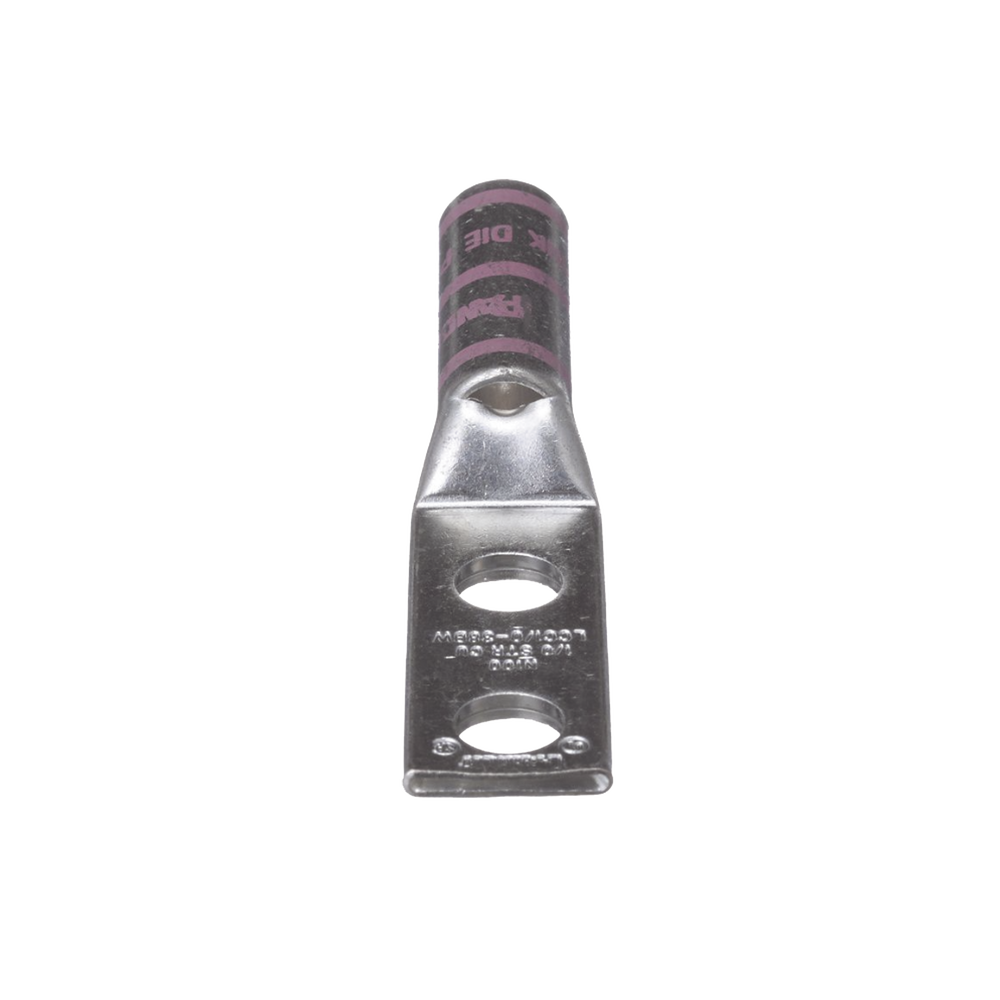 Zapata de compresión LCC1/0-38DW-X para cal. 1/0 Awg, Doble barreno para tornillo prisionero de 3/8, 1 Pz