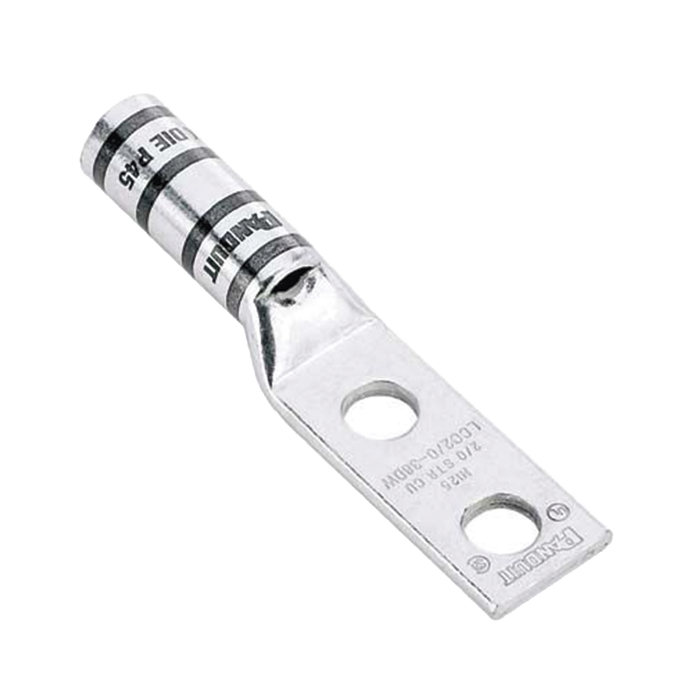 Zapata de compresión LCC6-12W-L para cal. 6 Awg, Doble barreno para tornillo prisionero de 1/2, Espaciado de orificio 44.5mm, 1 Pz