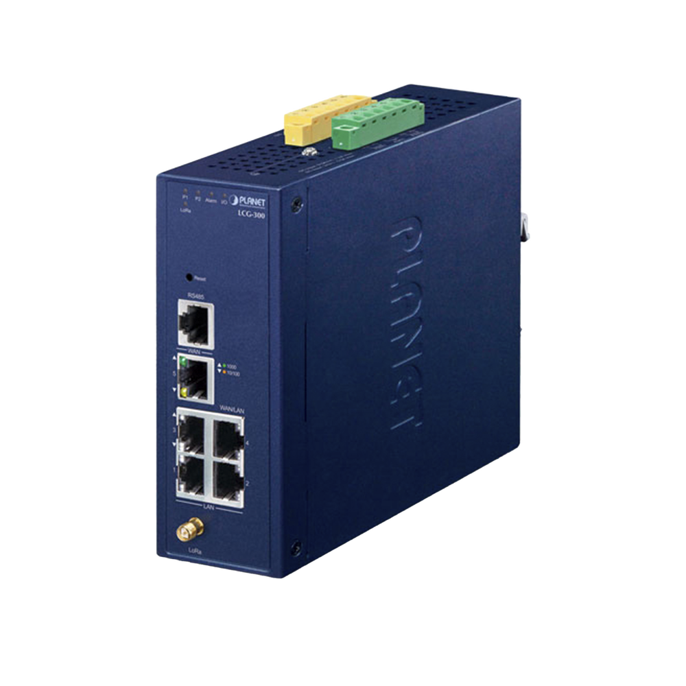 (LoRa) Gateway Industrial LoRaWAN con 5 puertos 10/100/1000T, Banda de 902 a 928 MHz, Con 2 Entradas y Salidas Digitales