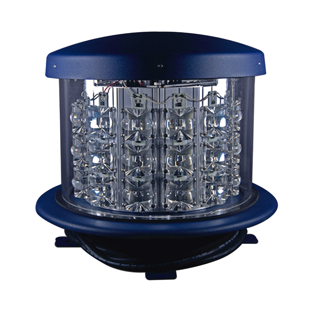 Luz de Obstáculo LED Intensidad Media FAA L-864 / LED Rojo 2000 CD / 120-240 VAC / 360° Cobertura Horizontal / 3° Haz Vertical / NEMA 4X / Para Torres 46-107 m / Certificación FAA e ICAO