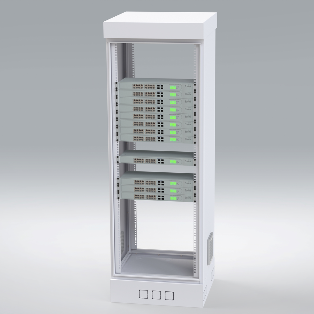 Gabinete para Piso, Capacidad, 31 Unidades de Rack, Doble puerta y Postes frontales e intermedios ajustables, Color Blanco, Se envía el Gabinete Armado. - Image 3