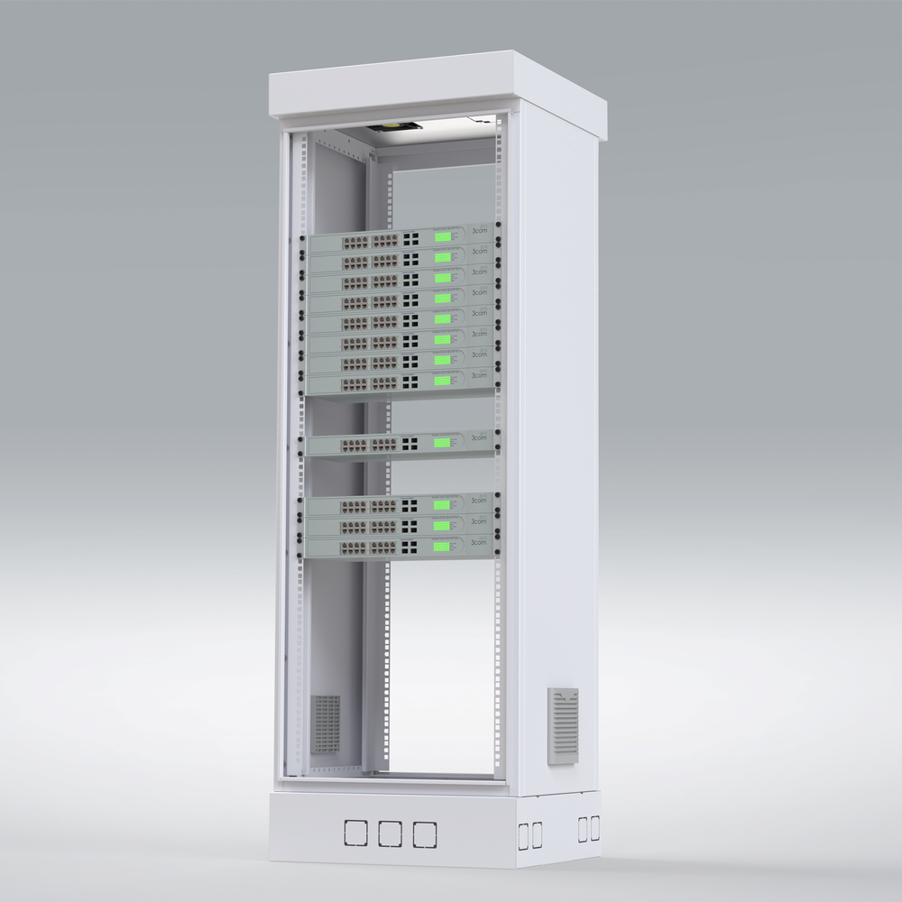 Gabinete para Piso, Capacidad, 31 Unidades de Rack, Doble puerta y Postes frontales e intermedios ajustables, Color Blanco, Se envía el Gabinete Armado. - Image 4