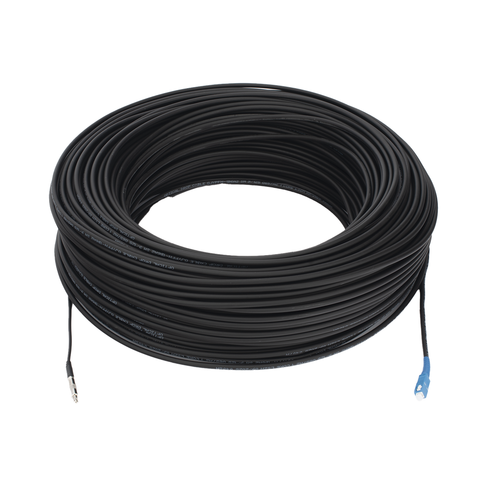 Rollo de Fibra ?ptica Drop Redonda G657A2 Monomodo Simplex de 150 Metros (492.13 Pies) con Conectores SC/UPC-SC/UPC para Instalaciones A?reas, Subterr?neas o a la Intemperie