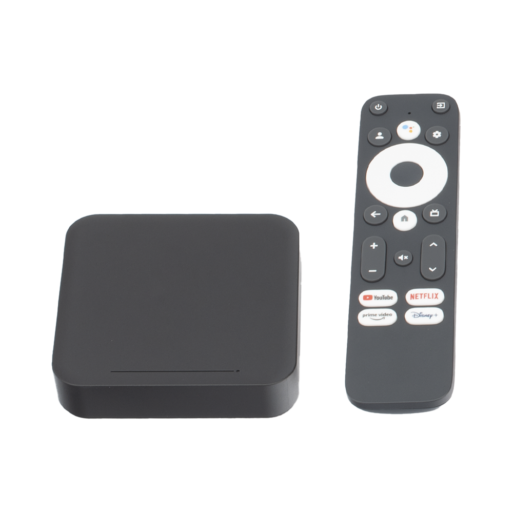STB 4K Android con Google TV / Alto Rendimiento / Conexión Wi-Fi y por Cable / Control Remoto Bluetooth / Salida HDMI