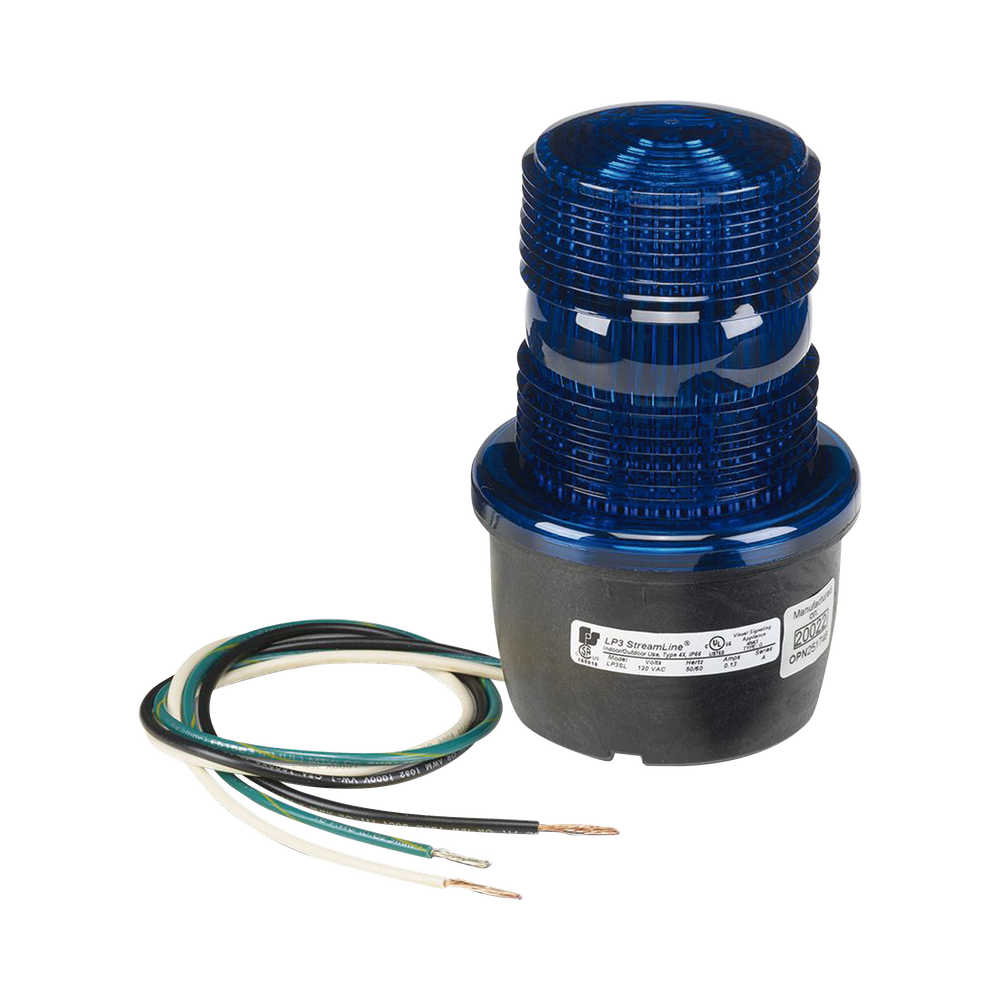 Luz de advertencia LED serie Streamline, 120 Vca, montaje tipo t, azul