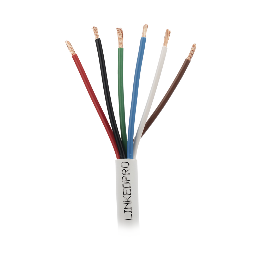 Bobina de Cable 305 Metros (1000 Pies): 6 x 18 AWG, Color Blanco, CMR, Para Sistemas de Seguridad y Alarmas