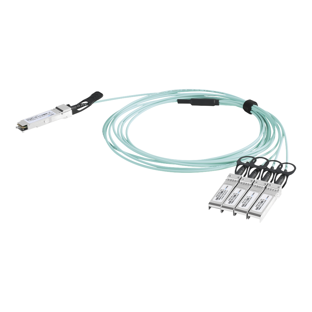 Cable AOC QSFP+ de 40 Gbps a 4x 10 Gbps / Cable de fibra óptica Activo / Longitud: 2 metros