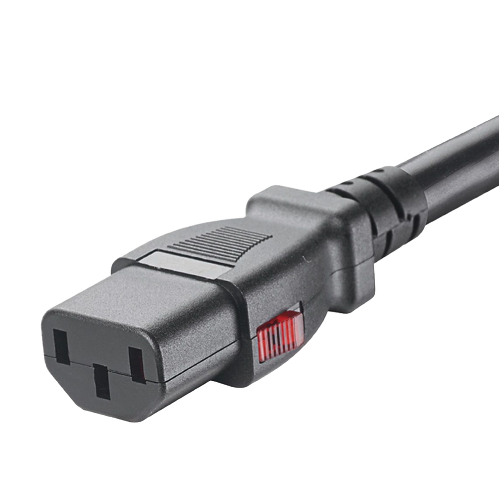 Cable de Alimentación Eléctrica Con Bloqueo de Seguridad, de IEC C14 a IEC C13, 1.8 Metros de Largo, Color Negro, Paquete de 10 Piezas - Image 3