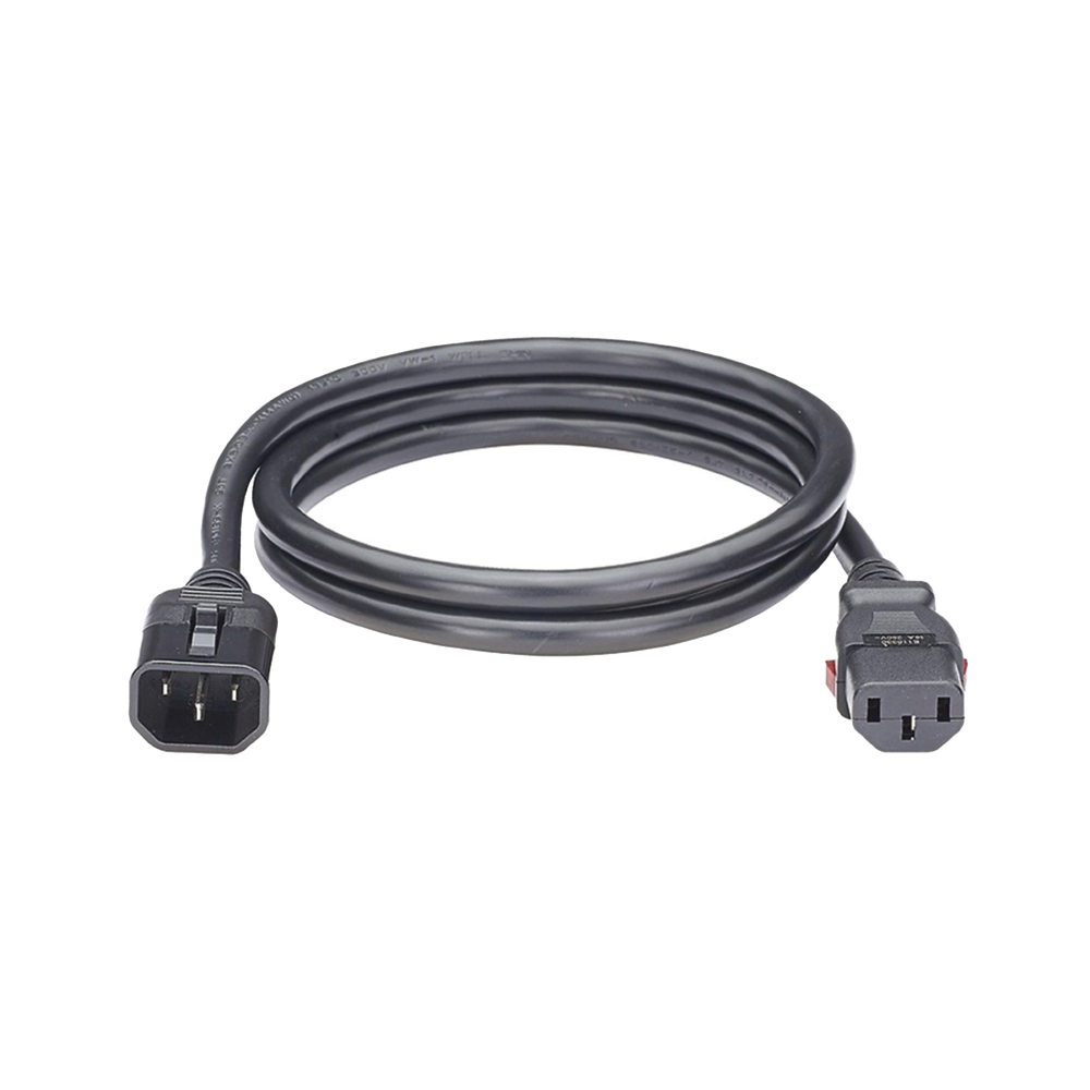 Cable de Alimentación Eléctrica Con Bloqueo de Seguridad, de IEC C14 a IEC C13, 1.8 Metros de Largo, Color Negro, Paquete de 10 Piezas