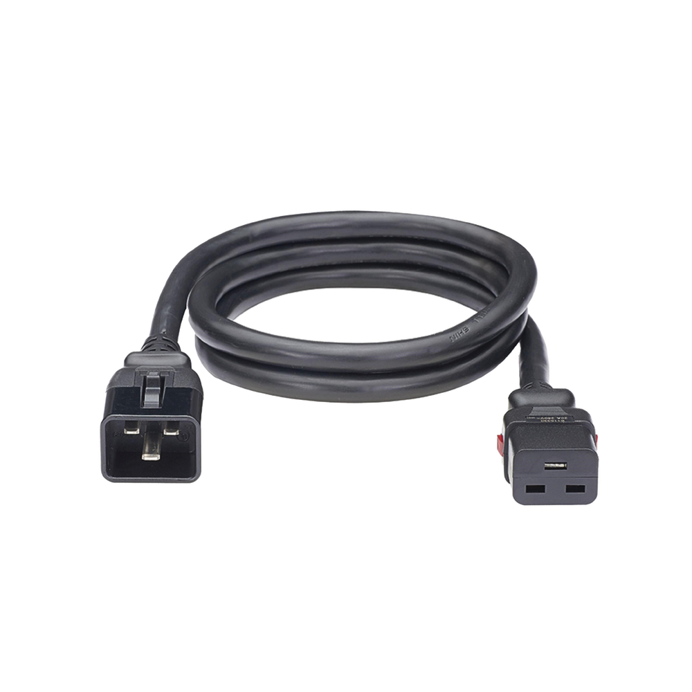 Cable de Alimentación Eléctrica Con Bloqueo de Seguridad, de IEC C20 a IEC C19, 60 cm de Largo, Color Negro, Paquete de 10 Piezas