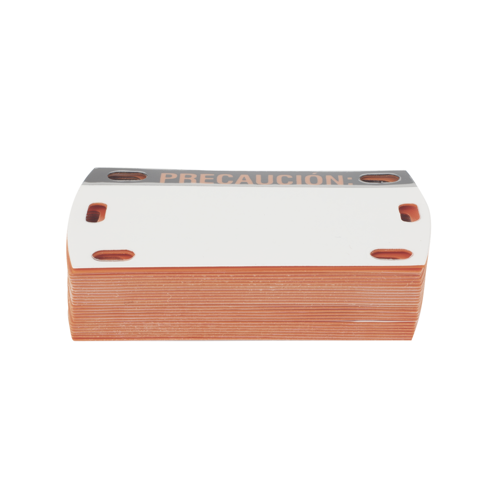 Etiqueta Autolaminada para Identificaci?n de Fibra ?ptica Paquete de 25 Piezas, Para Uso Interior/Exterior, Dimensiones de 90 x 50 mm (3.54 x 1.97 Pulgadas), Color Negro con Naranja