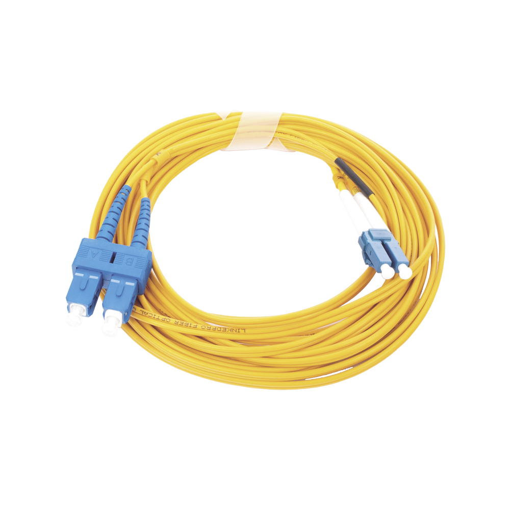 Jumper de Fibra ?ptica Monomodo 9/125 LC/UPC-SC/UPC, PVC, 2.0 mm, D?plex, Amarillo, 5 Metros (16.40 Pies)