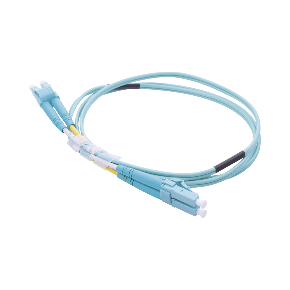 Jumper de Fibra ?ptica Multimodo OM3 50/125 LC-LC OFNR (Riser), 2.0 mm, D?plex, Aqua, 1 Metro (3.28 Pies)