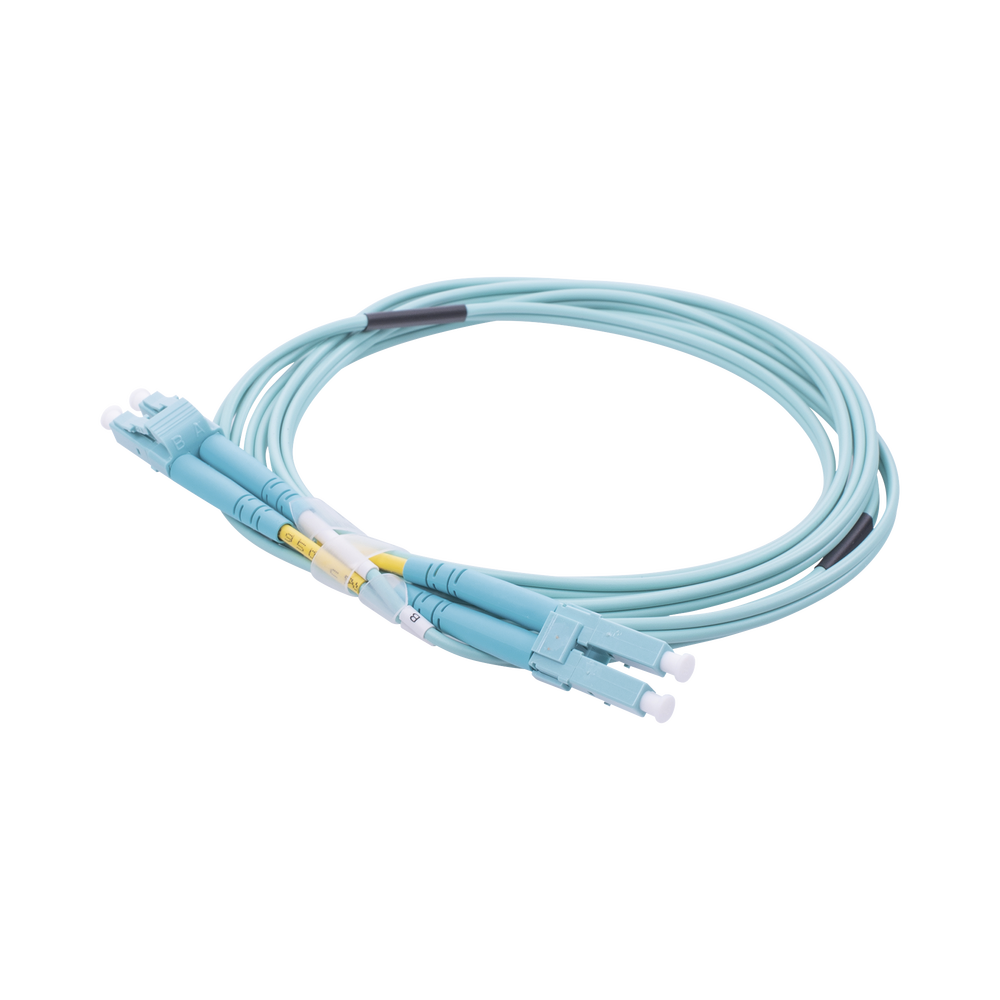 Jumper de Fibra ?ptica Multimodo OM3 50/125 LC-LC OFNR (Riser), 2.0 mm, D?plex, Aqua, 2 Metros (6.56 Pies)