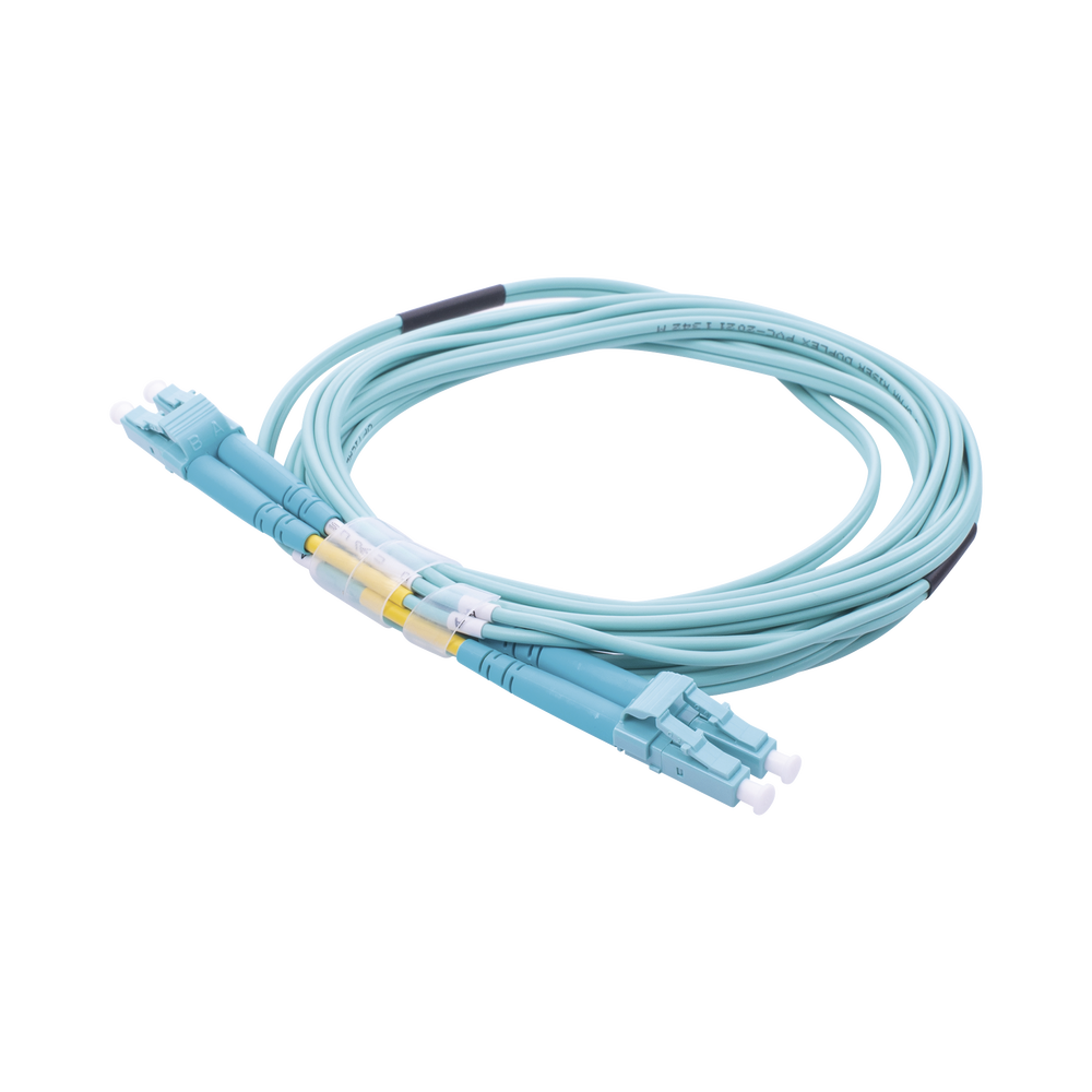 Jumper de Fibra ?ptica Multimodo OM3 50/125 LC-LC OFNR (Riser), 2.0 mm, D?plex, Aqua, 3 Metros (9.84 Pies)