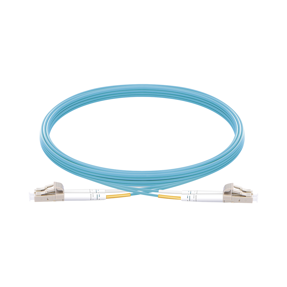 Jumper de Fibra ?ptica Multimodo OM3 50/125 LC-LC OFNR (Riser), 2.0 mm, D?plex, Aqua, 5 Metros (16.40 Pies)
