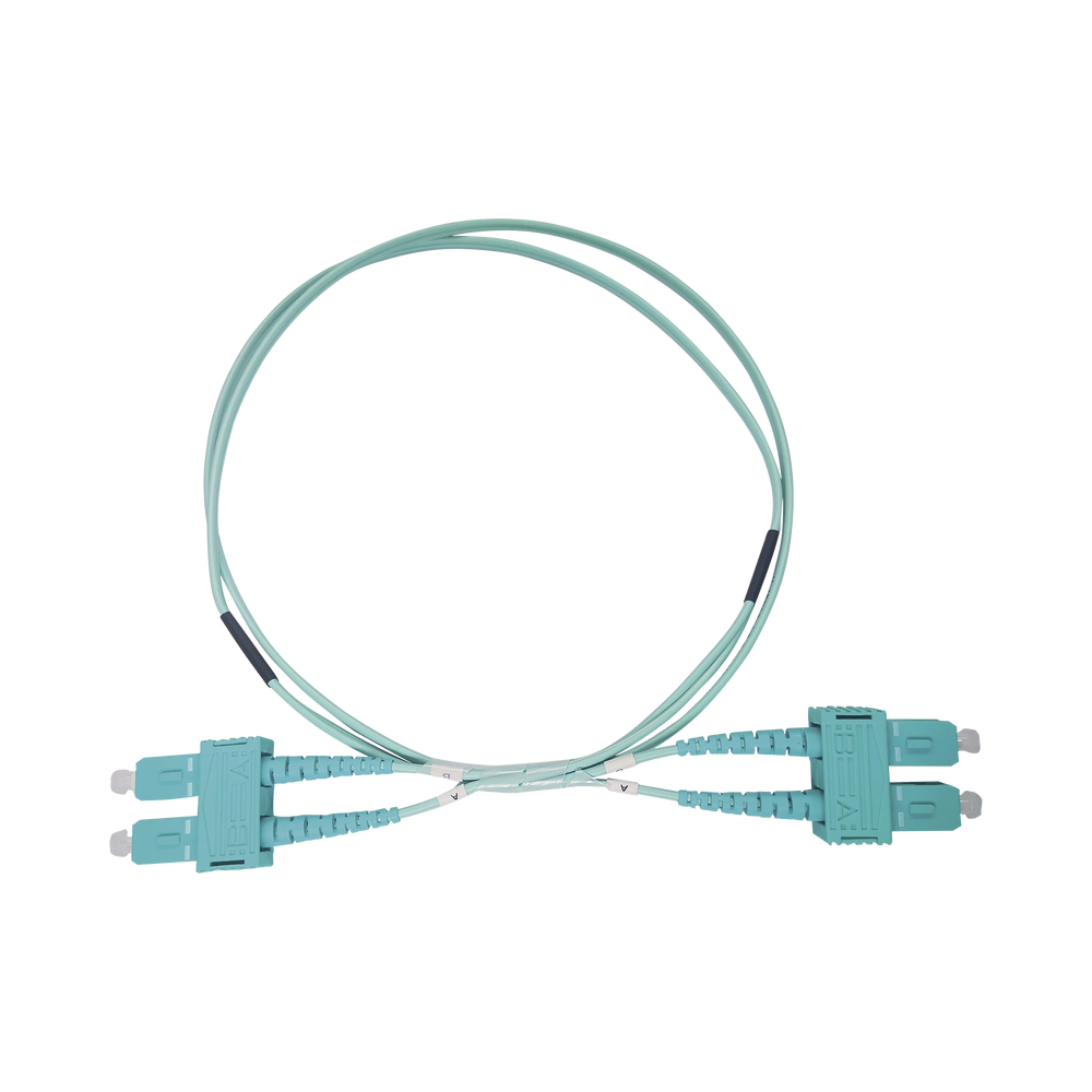 Jumper de Fibra ?ptica Multimodo OM3 50/125 SC-SC OFNR (Riser), 2.0 mm, D?plex, Aqua, 3 Metros (9.84 Pies)