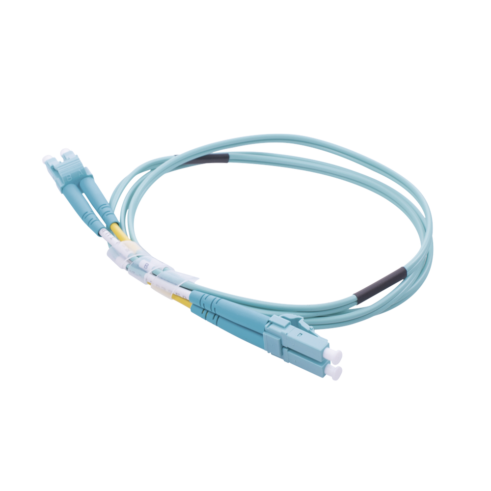Jumper de Fibra ?ptica Multimodo OM4 50/125 LC-LC OFNR (Riser), 2.0 mm, D?plex, Aqua, 1 metro (3.28 pies)
