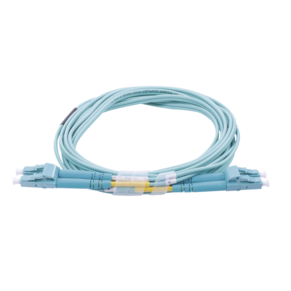 Jumper de Fibra ?ptica Multimodo OM4 50/125 LC-LC OFNR (Riser), 2.0 mm, D?plex, Aqua, 3 Metros (9.84 Pies) - Image 2