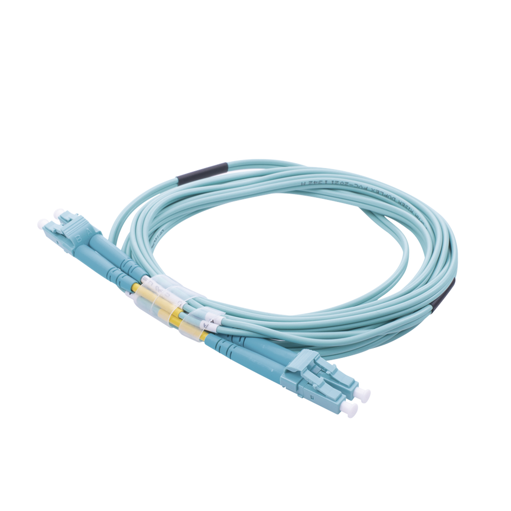 Jumper de Fibra ?ptica Multimodo OM4 50/125 LC-LC OFNR (Riser), 2.0 mm, D?plex, Aqua, 3 Metros (9.84 Pies)