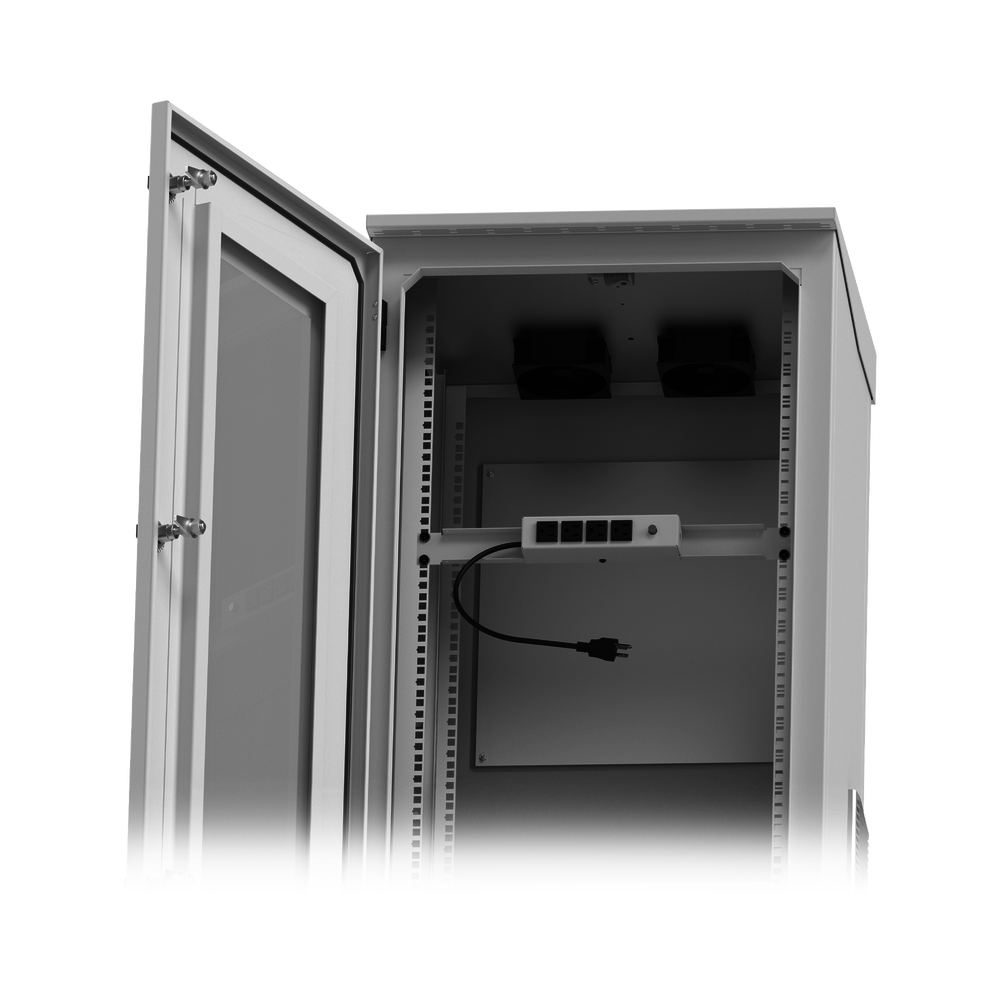 Gabinete de Piso para Exterior con Ventiladores y Termostato con Rack de 19" de 16 U + Espacio para Baterías, Se envía el Gabinete Armado. - Image 6