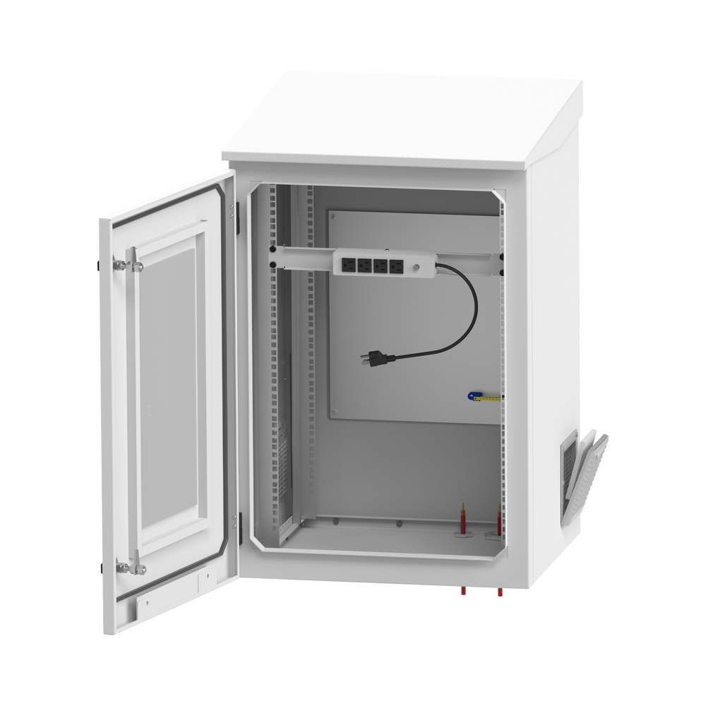 Gabinete de Exterior con Rack de 19" de 16U con Ventiladores y Termostato, Se envía el Gabinete Armado. (Montaje a poste o torre se vende por separado). - Image 2