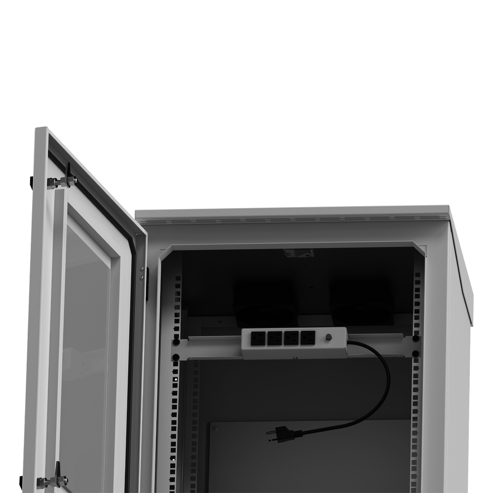 Gabinete de Exterior con Rack de 19" de 16U con Ventiladores y Termostato, Se envía el Gabinete Armado. (Montaje a poste o torre se vende por separado). - Image 4