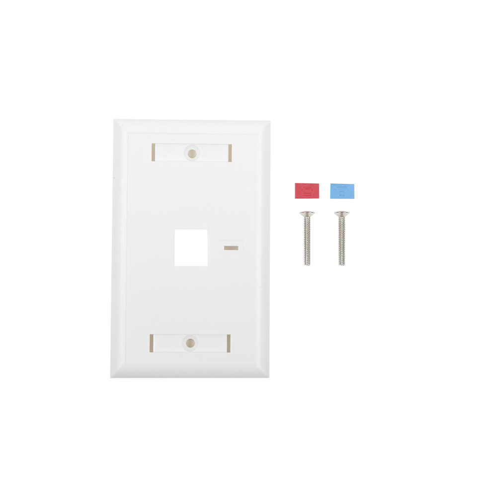 Placa de Pared de 1 Puerto, Keystone, con Espacio para Etiqueta, Color Blanco