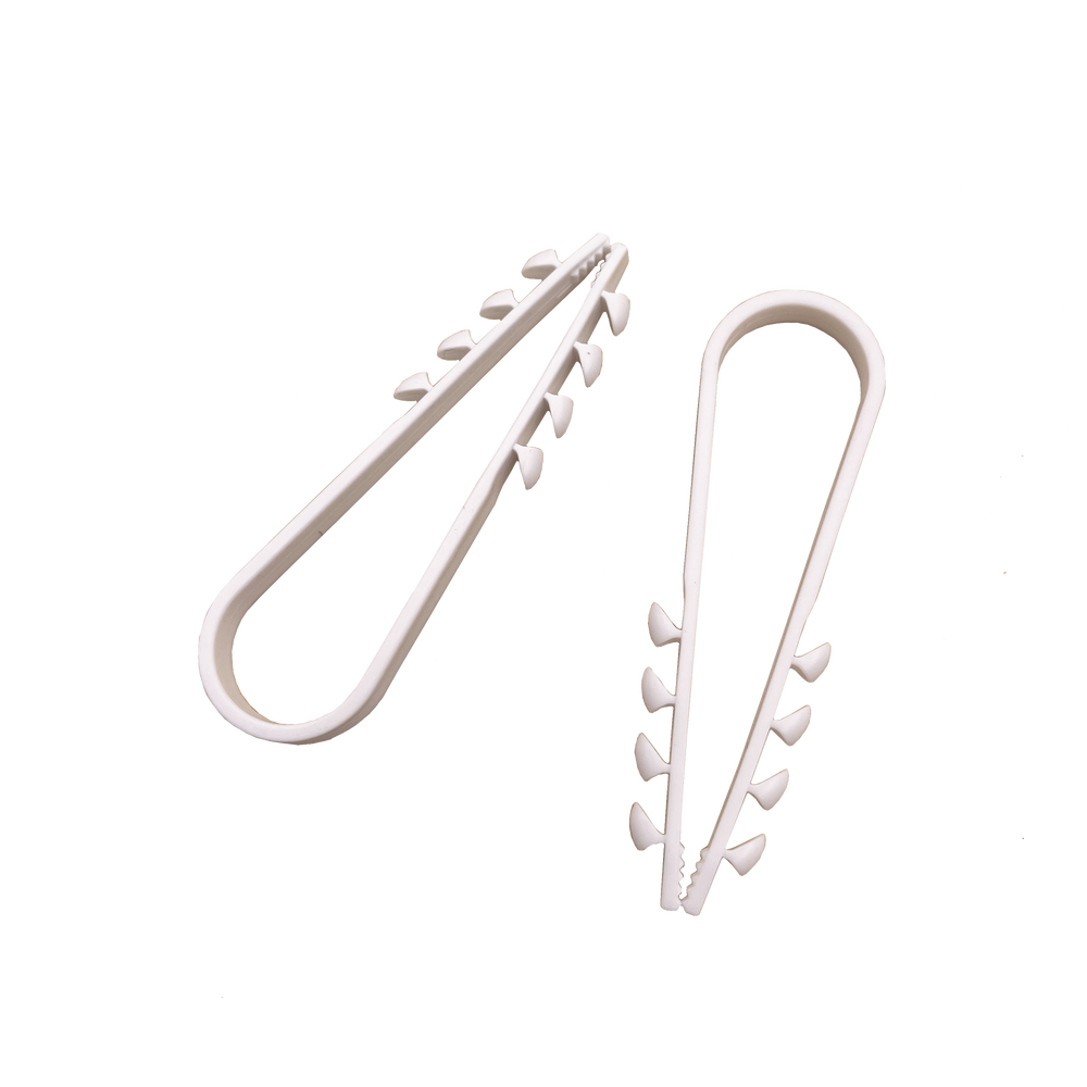 Bolsa con 100 clips sujetadores de plástico para cables de 19 a 25 mm. Ideales para instalaciones en pared, brindan sujeción firme y segura. - Image 2