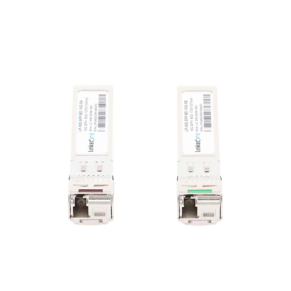 Transceptores Ópticos Industriales Bidireccionales SFP+ (Mini-Gbic) / Monomodo 1270 & 1330 nm / 10 Gbps / 10GBASE / Conector LC/UPC Simplex / DDM / Hasta 5 km / 2 Piezas - Image 2