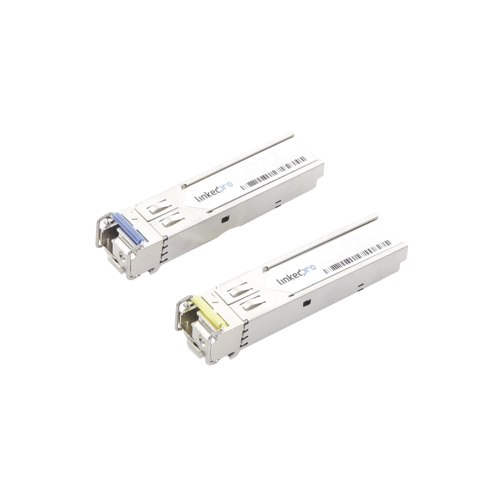 Transceptores Ópticos Industriales Bidireccionales SFP (Mini-Gbic) / Monomodo 1310 & 1550 nm / 1.25 Gbps / 1000BASE-BX / Conector LC/UPC Simplex / DDM / Hasta 40 km / 2 Piezas