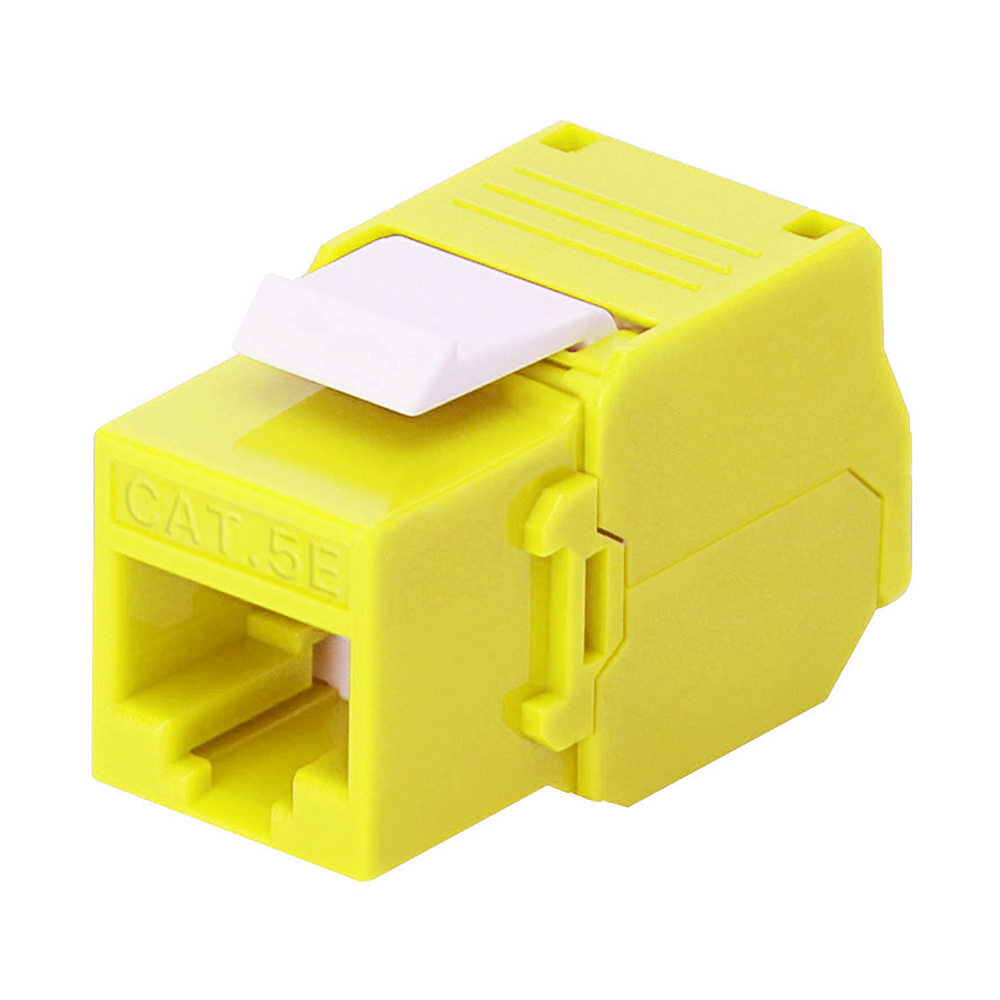 M?dulo Jack Keystone Cat5e (Toolless), con Terminaci?n en ?ngulo 180 - Color Amarillo, Compatible con Faceplate y Patchpanel Linkedpro
