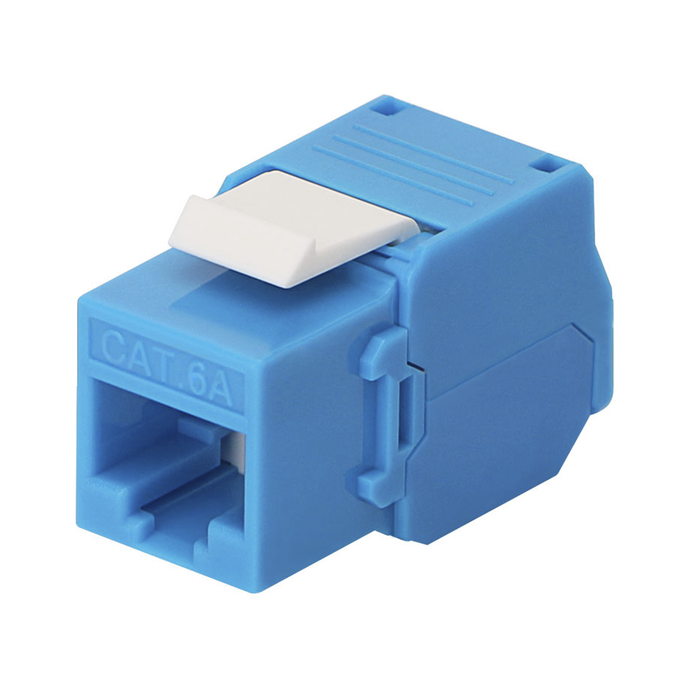 M?dulo Jack Keystone Cat6A (Toolless), con Terminaci?n en ?ngulo 180 - Color Azul, Compatible con Faceplate y Patchpanel Linkedpro