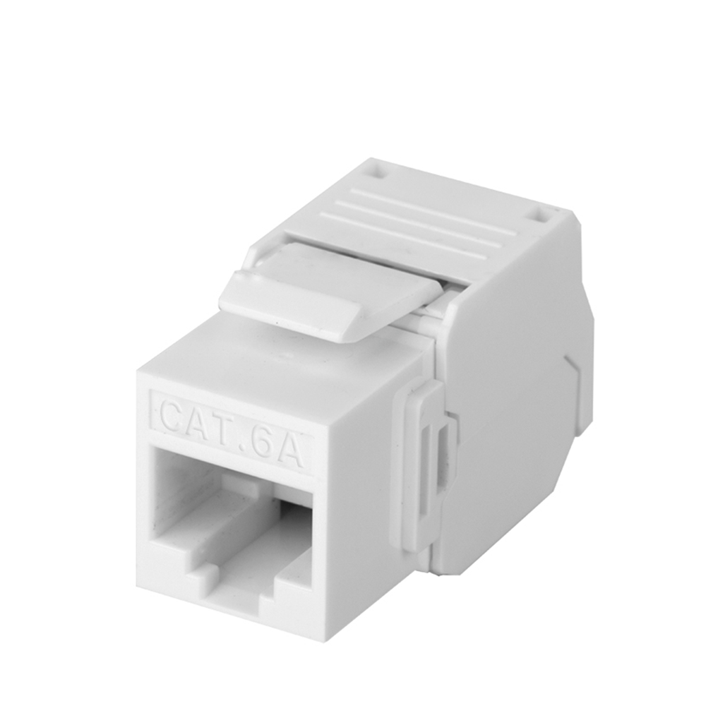 M?dulo Jack Keystone Cat6A (Toolless), con Terminaci?n en ?ngulo 180 Grados Color Blanco, Compatible con Faceplate y Patchpanel Linkedpro