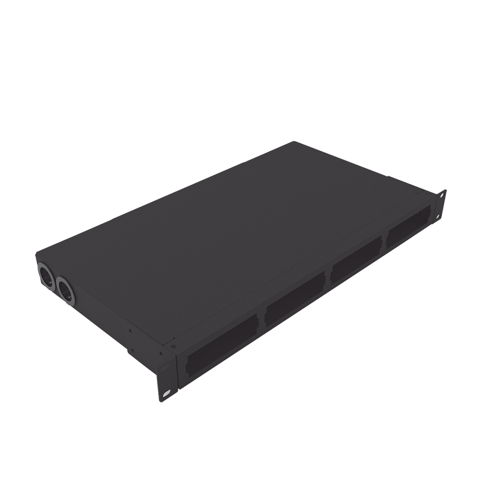 Distribuidor de Fibra ?ptica Vac?o 19 Pulgadas, Acepta 4 Placas Acopladoras de Linkedpro, Hasta 24 Fibras, 1UR, Incluye Charola de Empalme