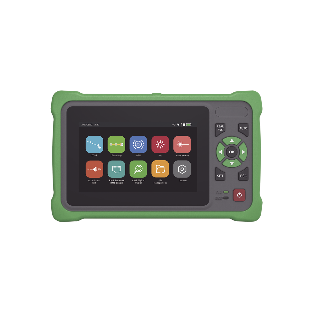 OTDR Touch para Pruebas en los Enlaces de Fibra ?ptica / Longitudes de Onda 1310nm y 1550nm / Funci?n VFL 10mW / Funci?n OPM / Funci?n de Mapeo de Cables de Red RJ45 / Recargable / Distancia de Prueba de hasta 260 Kil?metros (853.02 Pies)