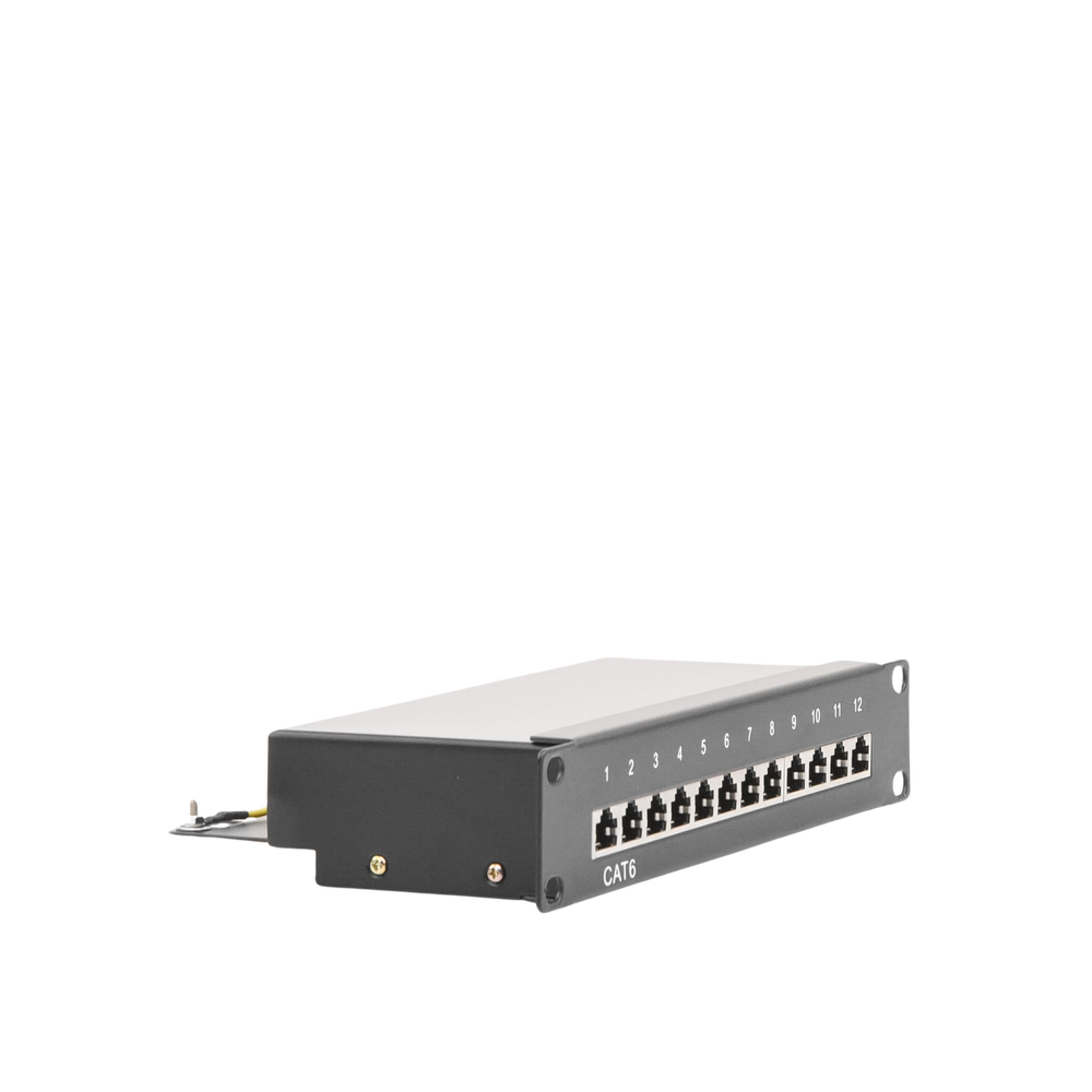 Panel de parcheo de impacto (110) Blindado (STP) de 12 puertos Cat6, 10in