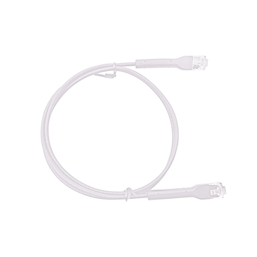 Mini Patch Cord Cat6A Ultra Slim 20 cm (7.87 Pulgadas) Blanco ? Ahorra Espacio sin Organizadores, con Bota Flexible