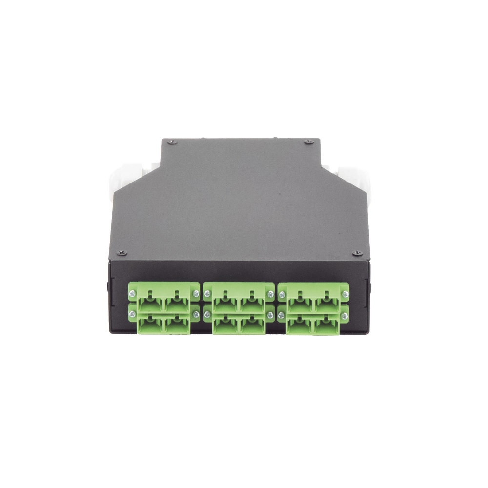 Distribuidor de Fibra ?ptica para Riel Din, 6 Acopladores SC/APC Duplex Monomodo con Charola de Empalme