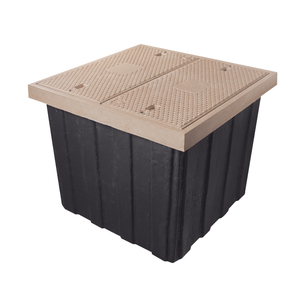 Registro de Fibra ?ptica Carretero 115 x 115 x 100 cm (45.28 x 45.28 x 39.37 Pulgadas), 2 Tapas, Resistencia 20 Toneladas, Uso Vehicular Pesado