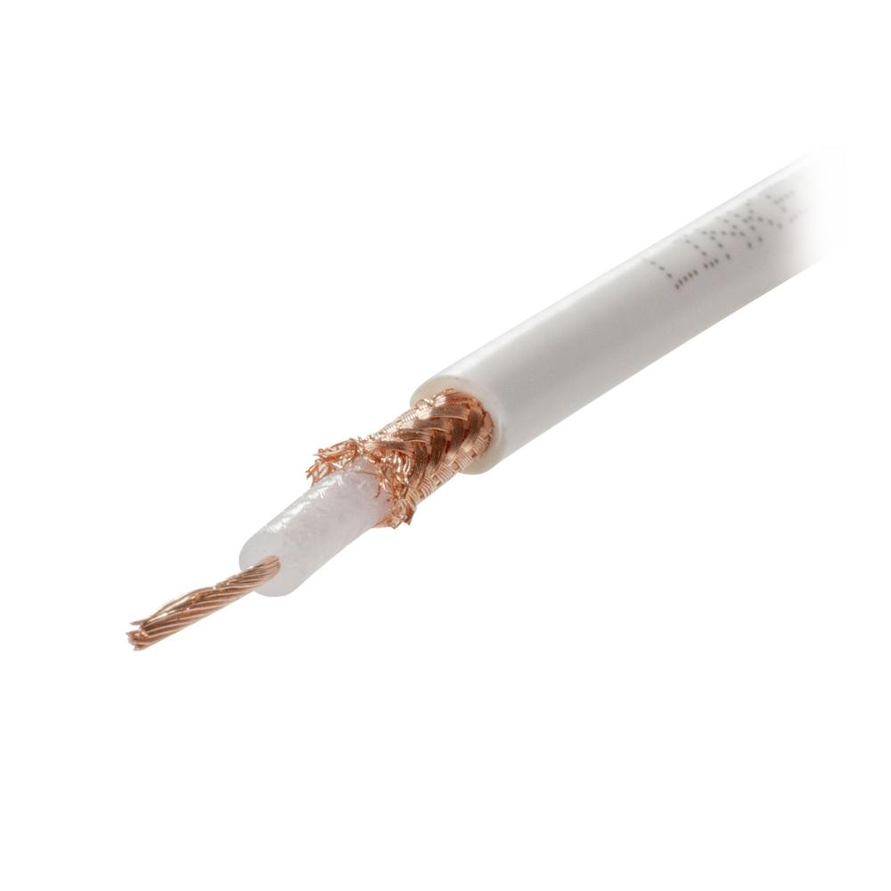 Carrete de 100 Metros (328.08 Pies) de Cable Tipo RG58AU, con Forro Blanco