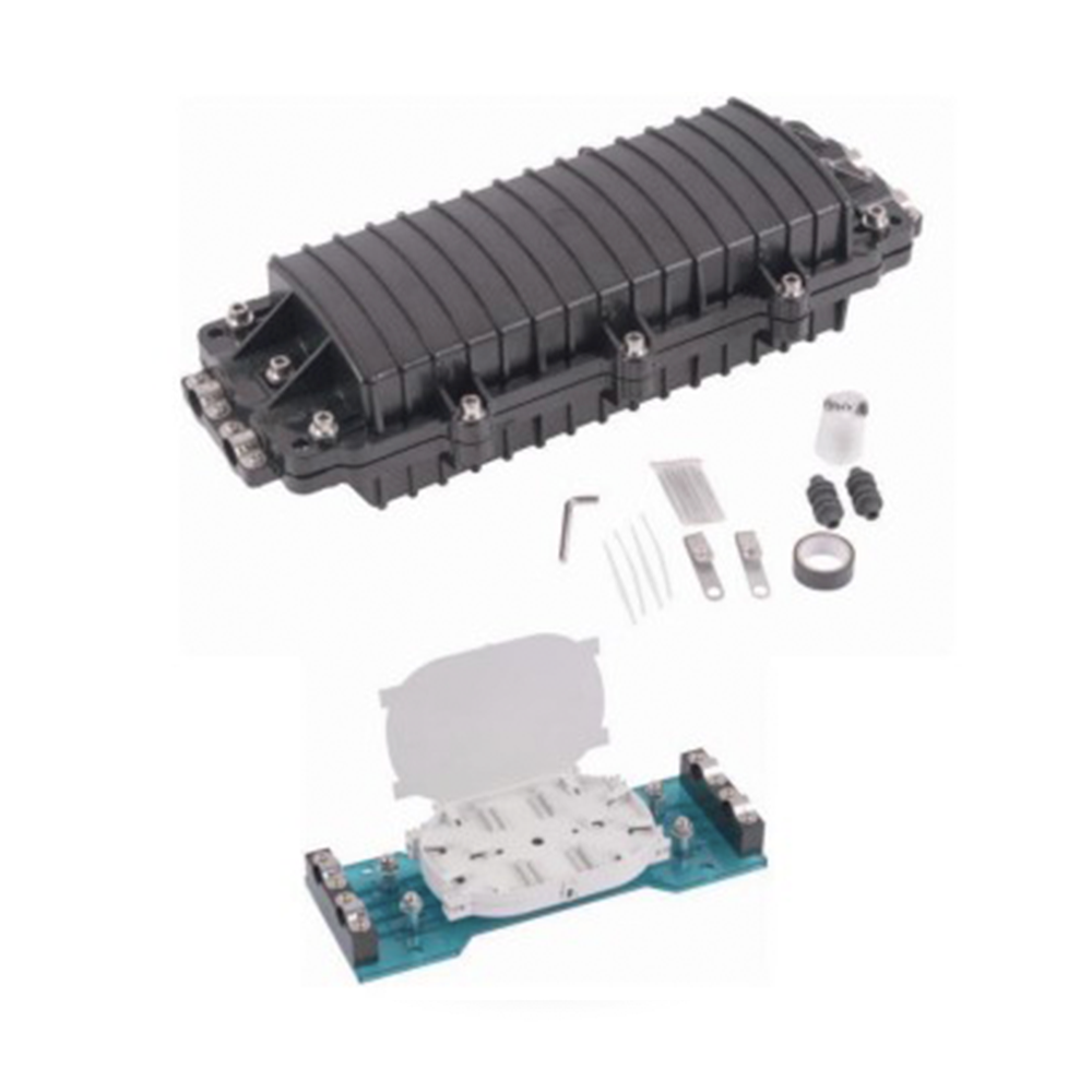 Caja de Distribuci?n de Fibra ?ptica Horizontal, Hasta 96 Empalmes, Exterior IP68, 2 Puertos de Entrada y Salida