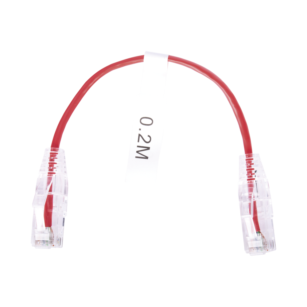 Cable de Parcheo Slim UTP Cat6 - 20 cm (7.87 Pulgadas) Rojo Di?metro Reducido (28 AWG)