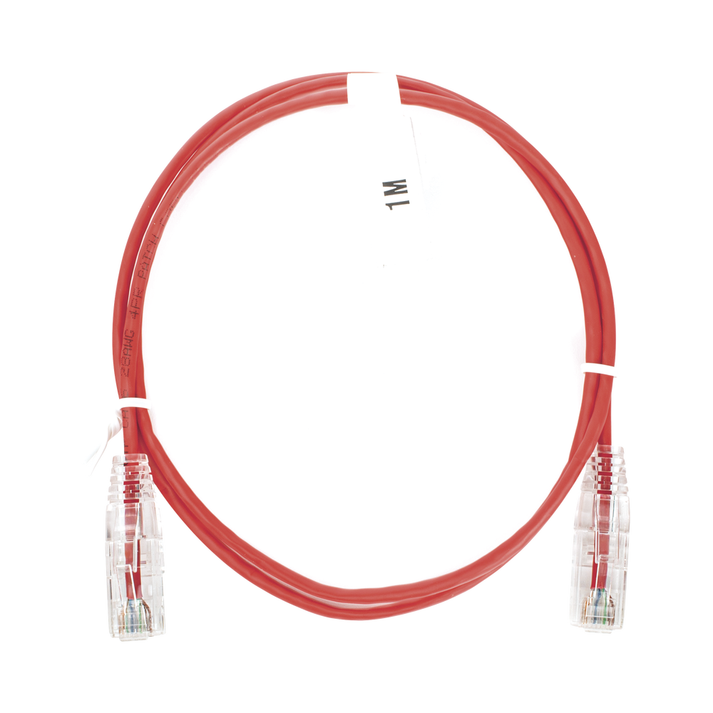 Cable de Parcheo Slim UTP Cat6 - 1 Metro (3.28 Pies), Rojo, Di?metro Reducido (28 AWG)