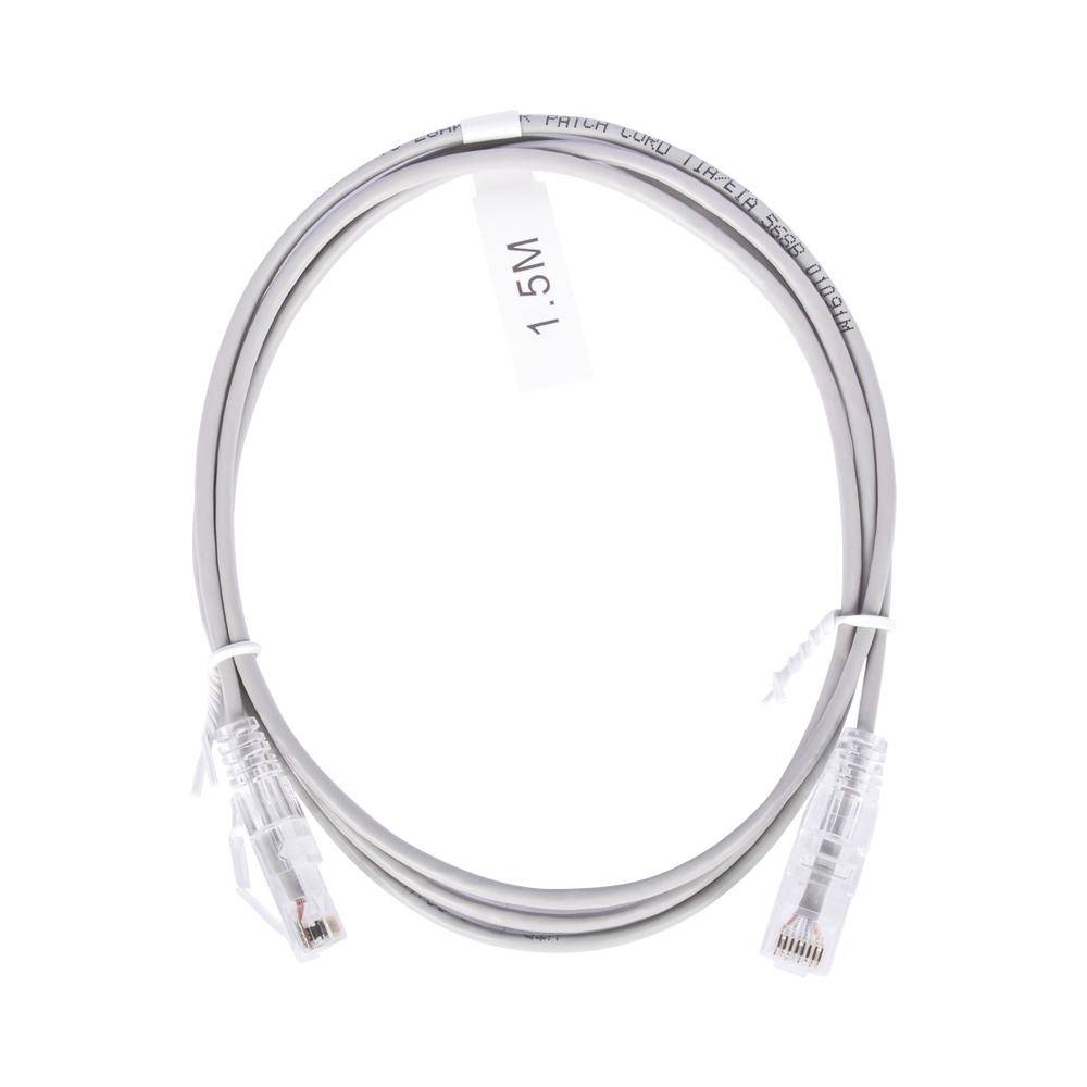 Cable de Parcheo Slim UTP Cat6 - 1.5 Metros (4.92 Pies) Gris Di?metro Reducido (28 AWG)